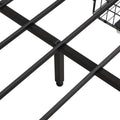 King Size Bed Frame, Storage Headboard With Charging Station And 4 Storage Drawers,Led Lightsbrown And And Gray Black Brown Grey Mdf Metal