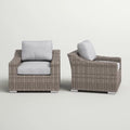 Fully Assembled Patio Chair With Cushions 2 Grey Mix Wicker