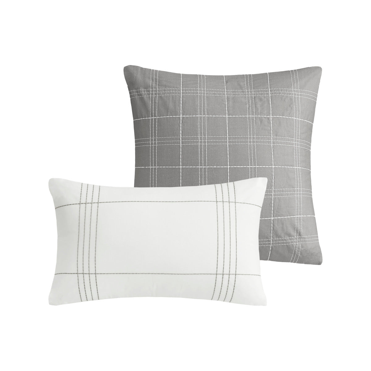 6 Piece Cotton Jacquard Oversized Comforter Set White Grey Cal King California King Grey White Cotton