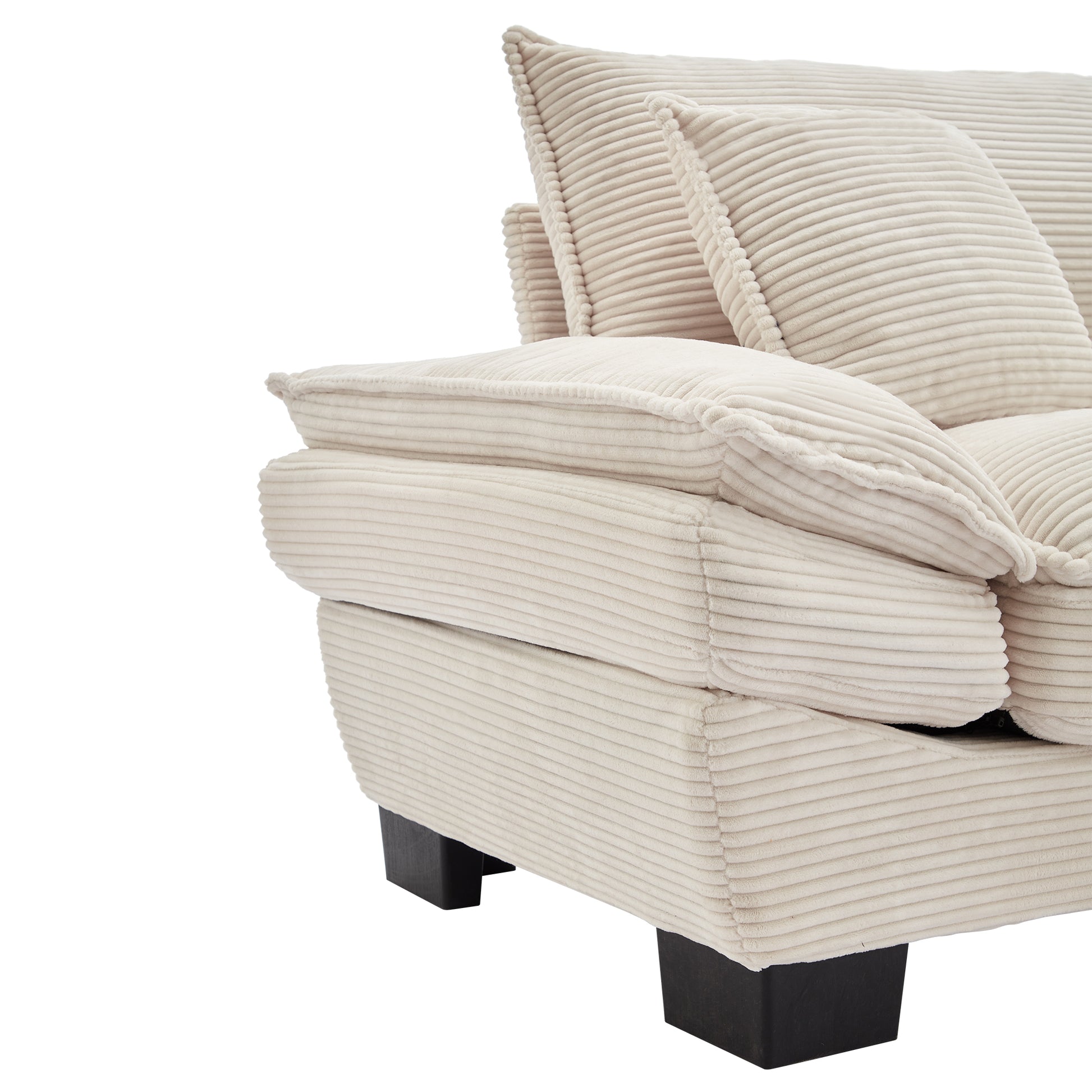 Corduroy Sofa Sleeper Couch Loveseat Sofa With Pillows Comfy Upholstered Deep Seat Sofa For Bedroom,Living Room,Apartment,Office,Dorm Beige Corduroy Beige Foam Upholstered 2 Seat