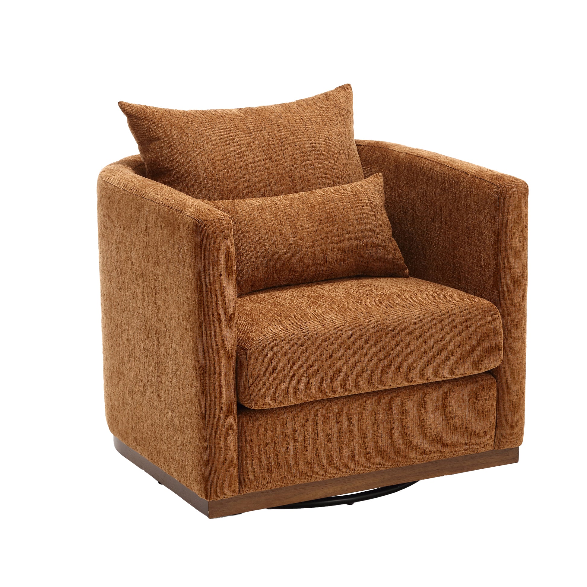 Coolmore Swivel Barrel Chair, Comfy Round Accent Sofa Chair For Living Room, 360 Degree Swivel Barrel Club Chair, Leisure Arm Chair For Nursery, Hotel, Bedroom, Office, Lounge Brown Chenille Brown Primary Living Space Foam Chenille