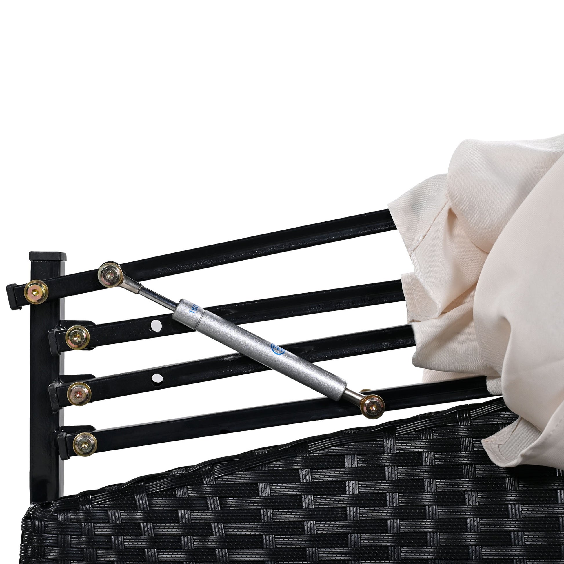 Outdoor Rattan Daybed Sunbed With Retractable Canopy Wicker Furniture, Round Outdoor Sectional Sofa Set, Black Wicker Furniture Clamshell Seating With Washable Cushions, Backyard, Porch, Beige Yes Beige Seats 8 Garden & Outdoor Foam Wicker