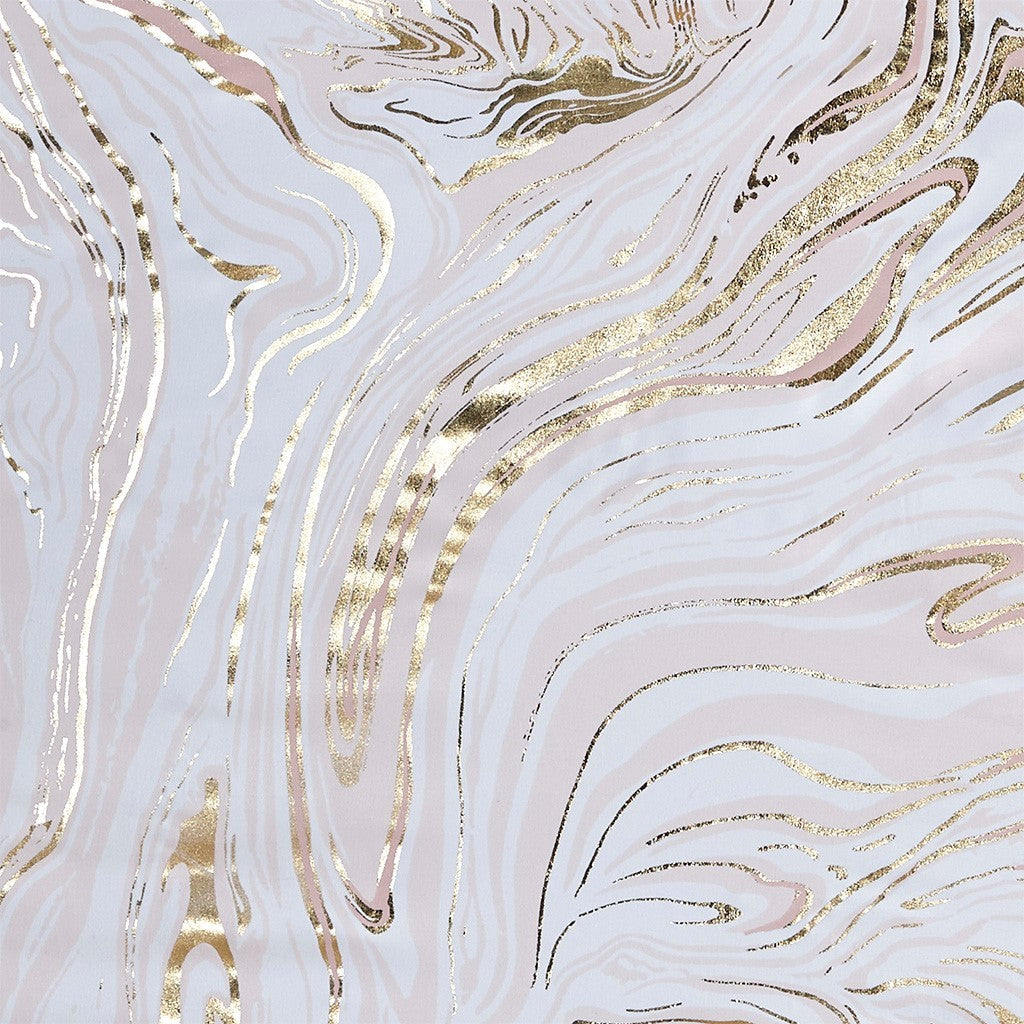 Grommet Top Printed Marble Metallic Total Blackout Curtain Only 1 Pc Panel Blush Gold Polyester