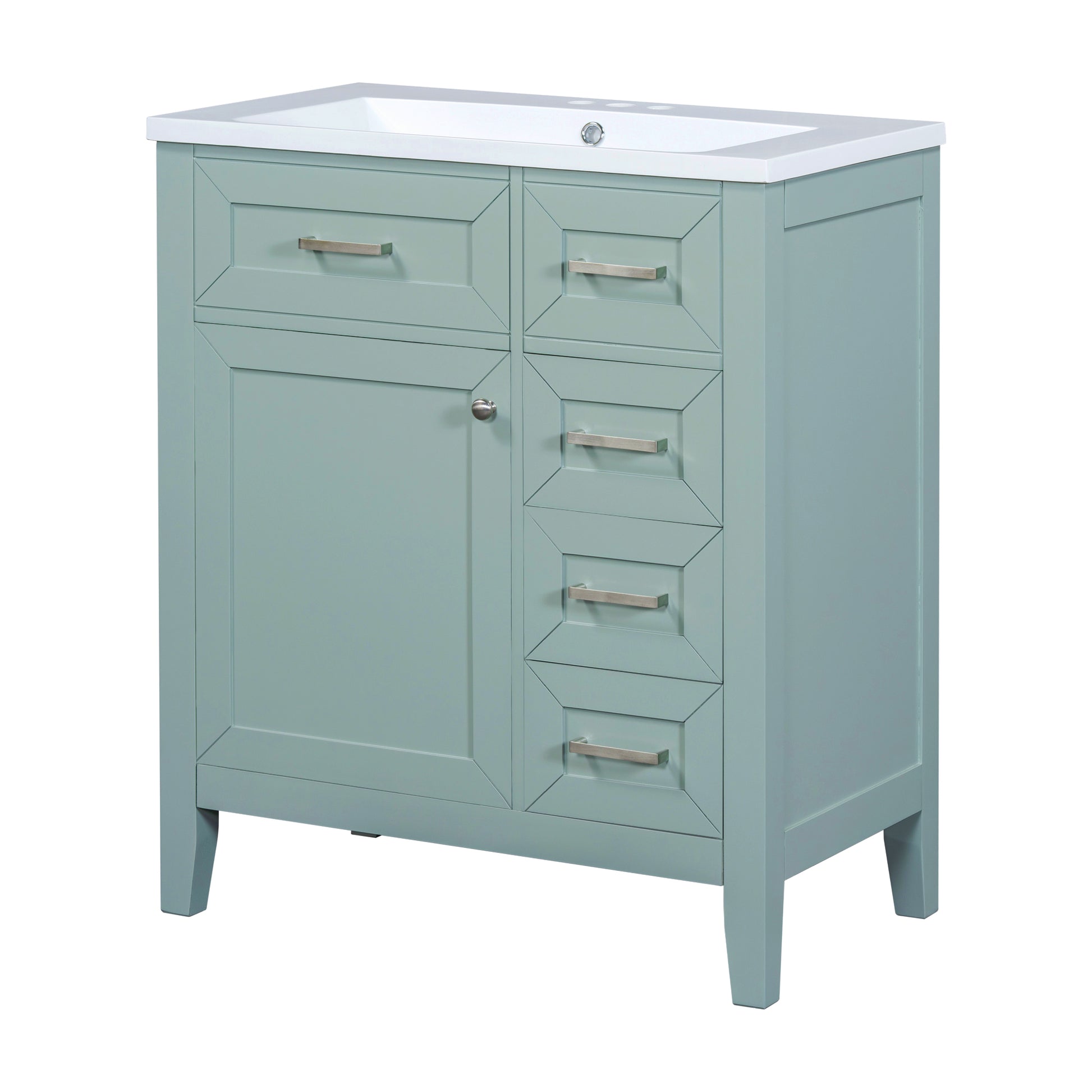30" Bathroom Vanity With Sink Combo, Green Bathroom Cabinet With Drawers, Solid Frame And Mdf Board Old Sku:N725S999222F Green Solid Wood Mdf