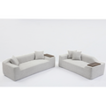 Arrived 2 Piece Boucle Cloud Sofa Set, Upholstered Sofa Set, Modern 3 Seater And 2 Seater Sofa With Mdf End Table For Living Room ,Apartment,3 2 Couch,Boucle, Light Gray Light Gray Polyester Primary Living Space Soft Tight Back Modern Square Arms Foam