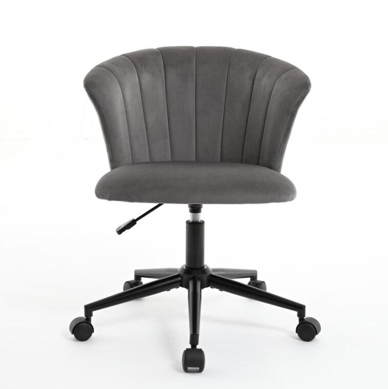 Home Office Chair, Velvet Fabric Swivel Flower Shape Computer Desk Chair For Home Office Or Bedroom Grey Black Foam Polyester Blend