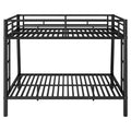 Full Xl Over Queen Metal Bunk Bed With Ladder And Guardrails, Black Box Spring Not Required Full Xl Black Metal Metal