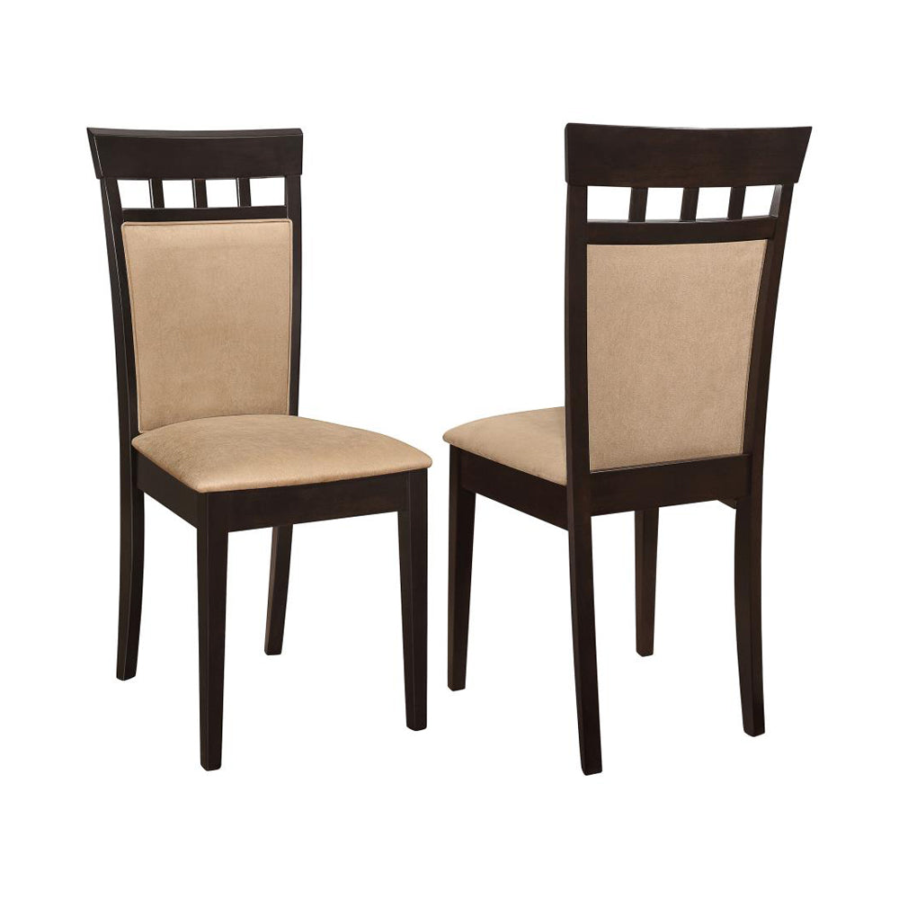 Set Of 2 Upholstered Side Chairs, Cappuccino And Tan Solid Cappuccino Dining Room Dining Chairs Set Of 2 Mdf,Microfiber