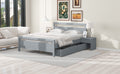 Queen Size Wooden Platform Bed With 2 Storage Drawers And 2 Bedside Tables, Gray Queen Gray Pine
