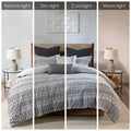 Cotton Jacquard Comforter Mini Set Grey Black Full Queen Queen Grey Black Cotton