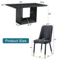 Table And Chair Set.This Modern Dining Table With Mdf Marbled Design Gives You A Luxurious And Elegant Feel.Paired With Multiple Chairs With Pu Artificial Leather Backrest Cushions And Black Legs. Black Seats 4 Mdf