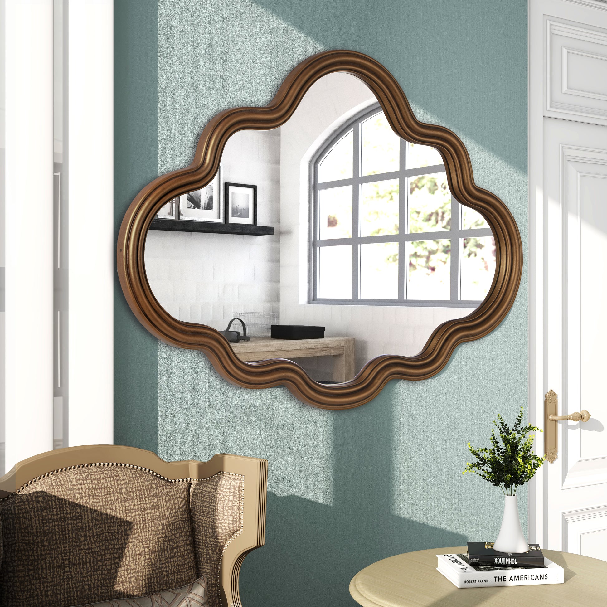 Cloud Shape Gold Wall Mirror Antique Gold Antique,Art Deco,Classic,Luxury,Vintage Mirror,Pu