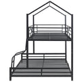 Metal House Bunk Bed, Twin Over Full, Black Full Black Metal