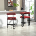 Coolmore Bar Stools Set Of 2, Modern Bar Stool With Back, Black Metal Frames, Upholstered Bar Stools For Kitchen Island, Pub, Club Wine Red Pu Wine Red Dining Room Foam Pu Leather