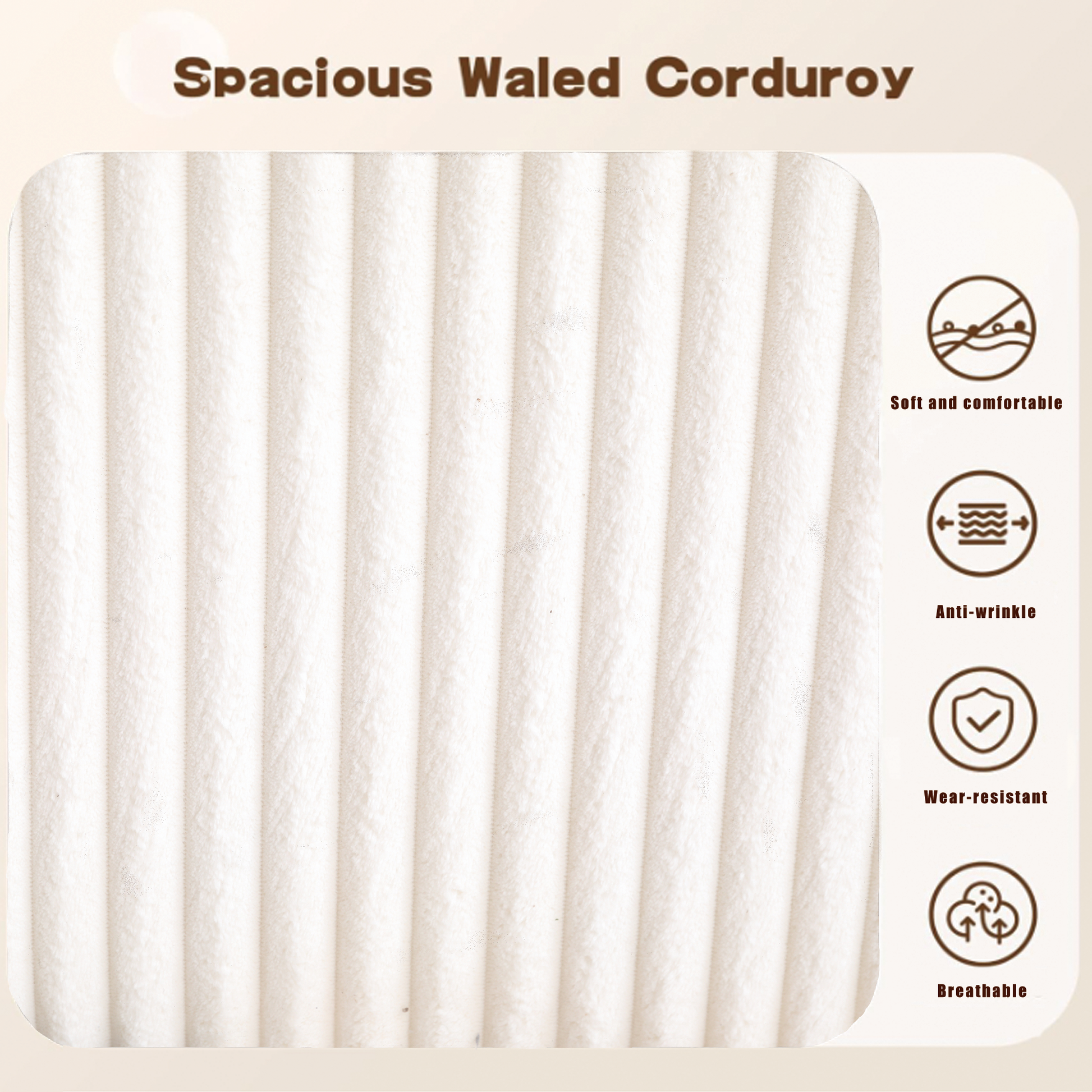 Arrived 131'' Modular Sectional Couch, U Shaped Sofachaise Lounge, Striped Fabric,Upholstered 4 Seater Couch For Living Room, Bedroom, Free Combination Sofa Corduroy ,White White Polyester Primary Living Space Soft Modern Square Arms Foam Upholstered 4