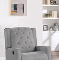 Contemporary Dark Gray Color Polyfiber Swivel Recliner Chair 1Pc Manual Motion Wing Back Tufted Cushion Living Room Furniture Glider Chair Dark Grey Polyester Manual Handle Primary Living Space Tufted Back Contemporary,Modern,Transitional Foam Solid Wood