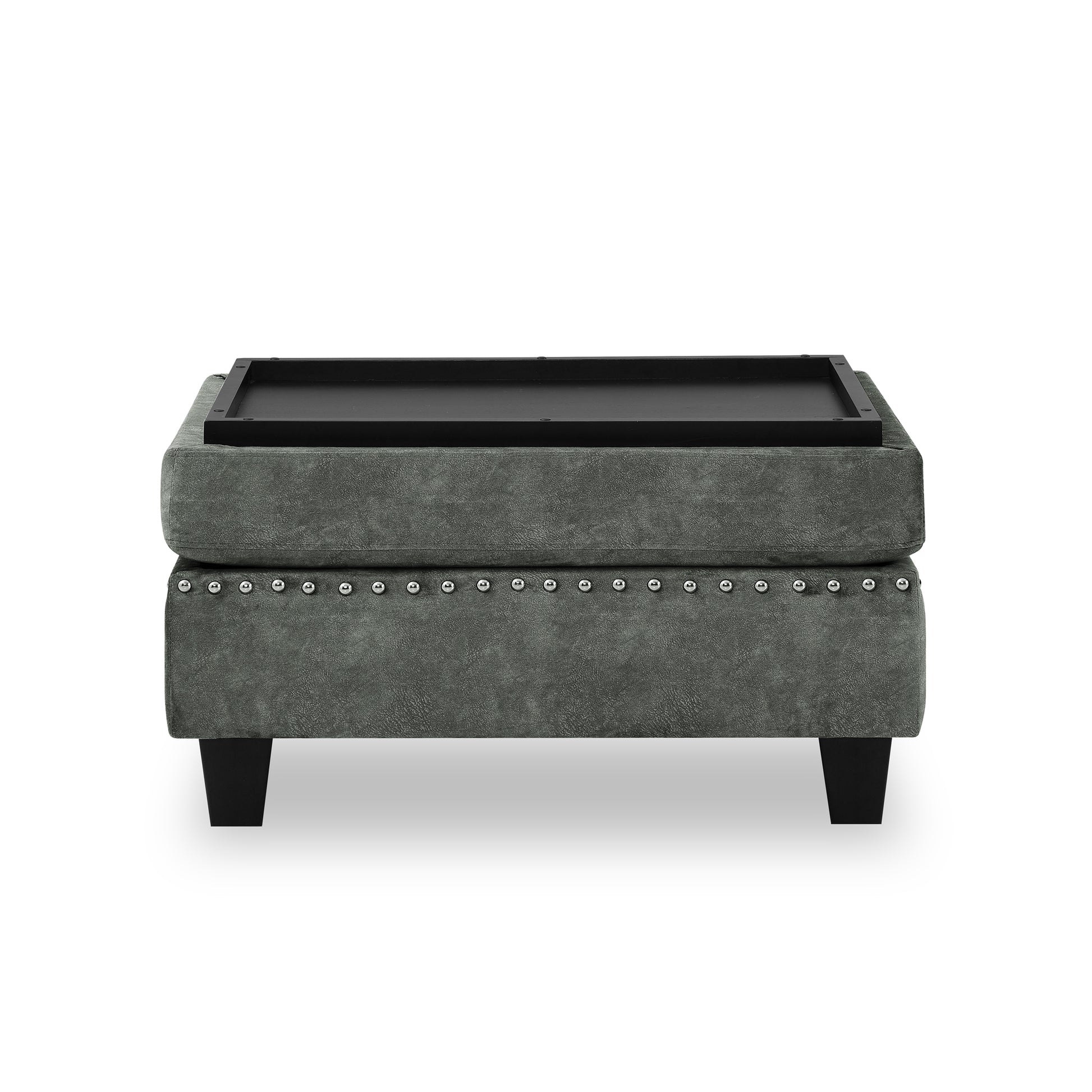 Sectional 3 Seaters Sofa ,Double Sided Multi Functional Footstool, Storage Matnon Slip Leg, Two Pillows, Velvet, Light Grey Light Grey Velvet 3 Seat