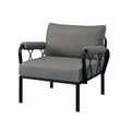 Grey And Black Patio Arm Chair With Loose Back Yes Grey Black Garden & Outdoor Modern Wood Fabric
