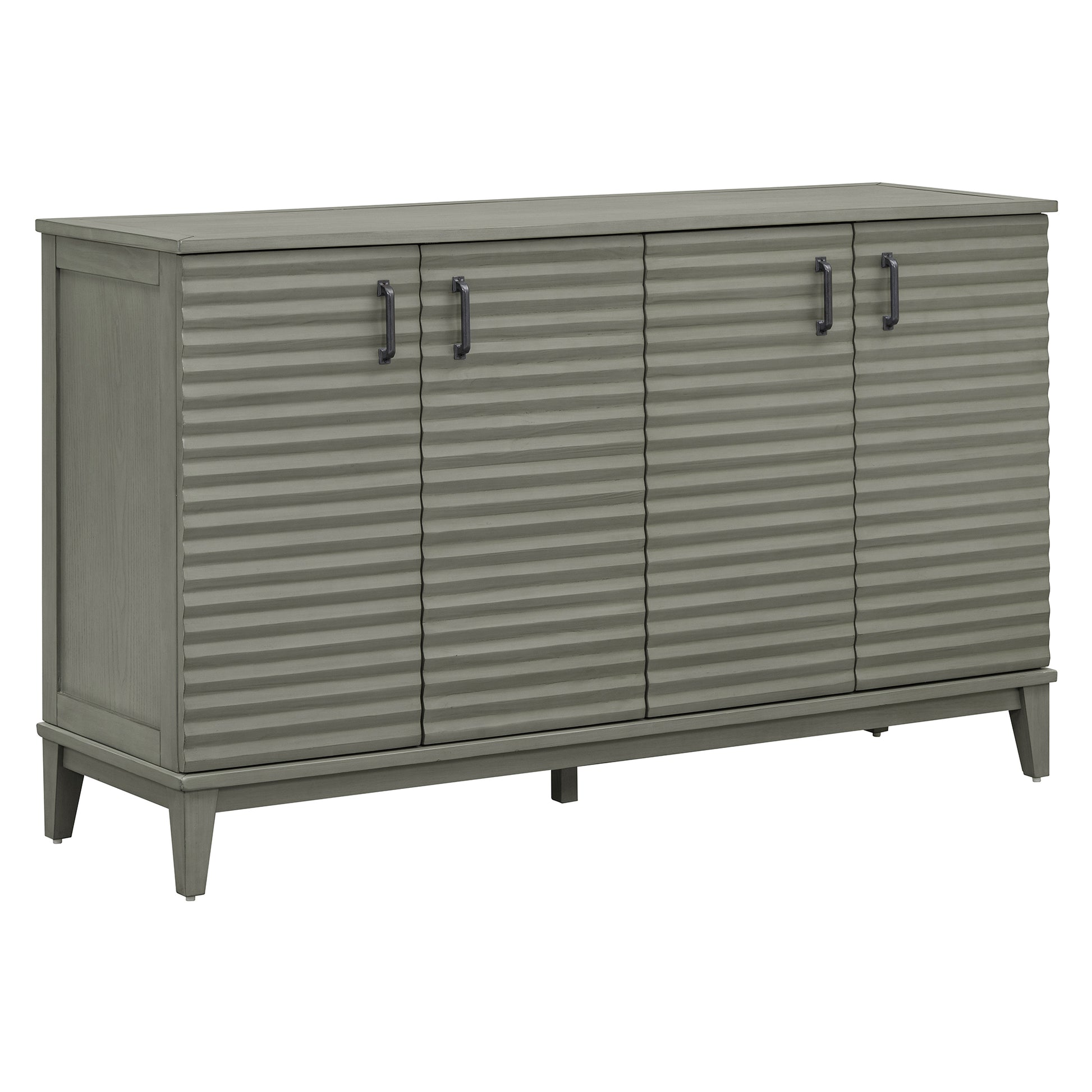 Sideboard With 4 Door Large Storage Buffet With Adjustable Shelves And Metal Handles For Kitchen, Living Room, Dining Room Antique Gray Antique Gray Solid Wood Mdf