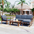 Multi Person Sofa Set With A Small Table, Suitable For Gardens, Backyards, And Balconies. Gray Acacia Wood