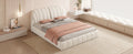 Queen Size Upholstered Platform Bed With Thick Fabric, Polyester, Beige Queen Beige Polyester