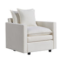 Chenille Fabric Comfy Deep Single Seat Sofa Upholstered Reading Armchair Living Room White Foam Chenille 1 Seat