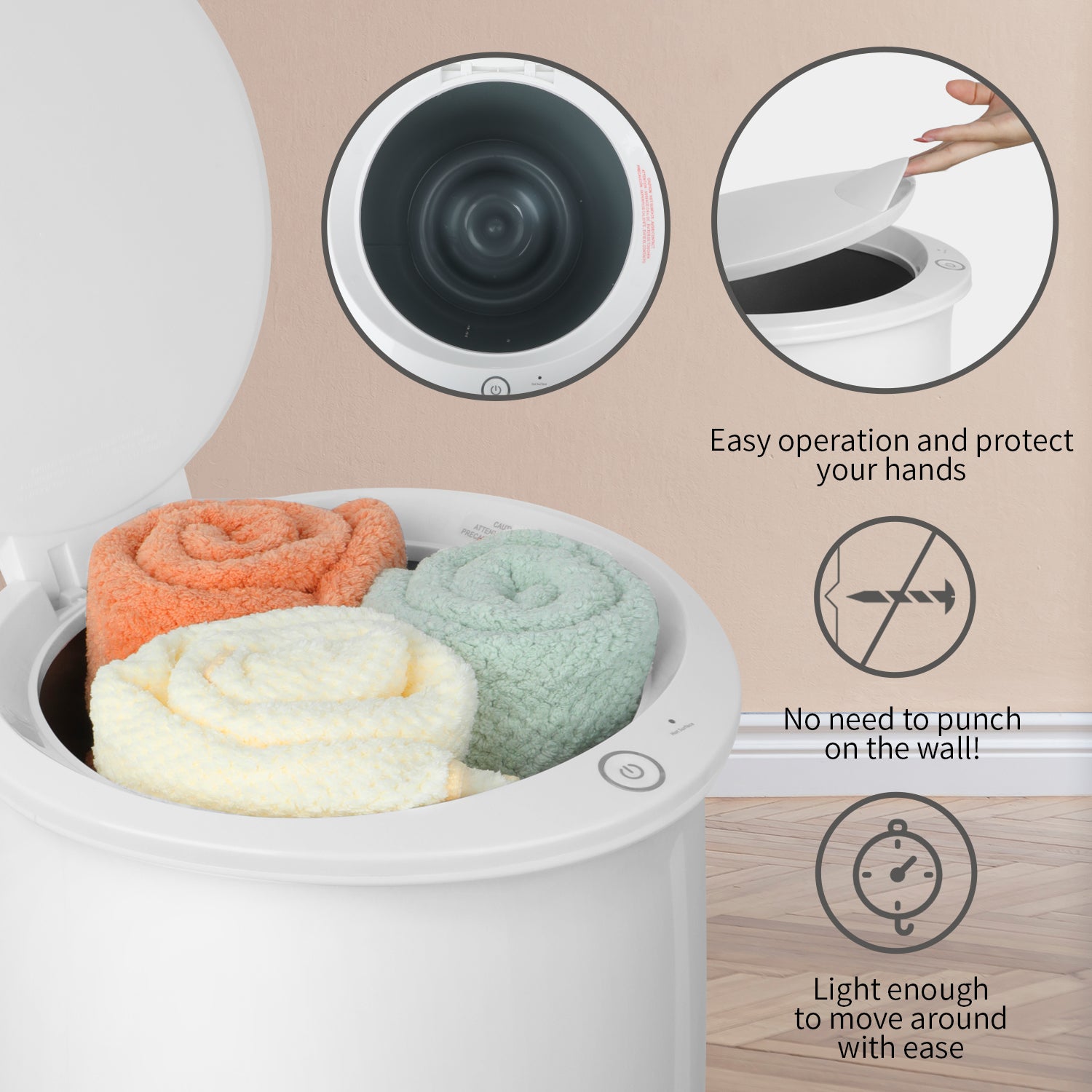 Towel Warmers, Luxury Bucket Towel Warmers, Large Towel Warmers For The Bathroom, Fits Up To 2 Oversized Towels, Bathrobes, Blankets, Pjs And More. White Plastic