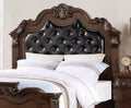 Gorgeous Traditional Antique Cherry 1Pc Eastern King Size Bed Tufted Faux Leather Headboard Wooden Bedframe Box Spring Required King Cherry,Walnut Wood Bedroom Classic,Luxury,Traditional Pine Bed