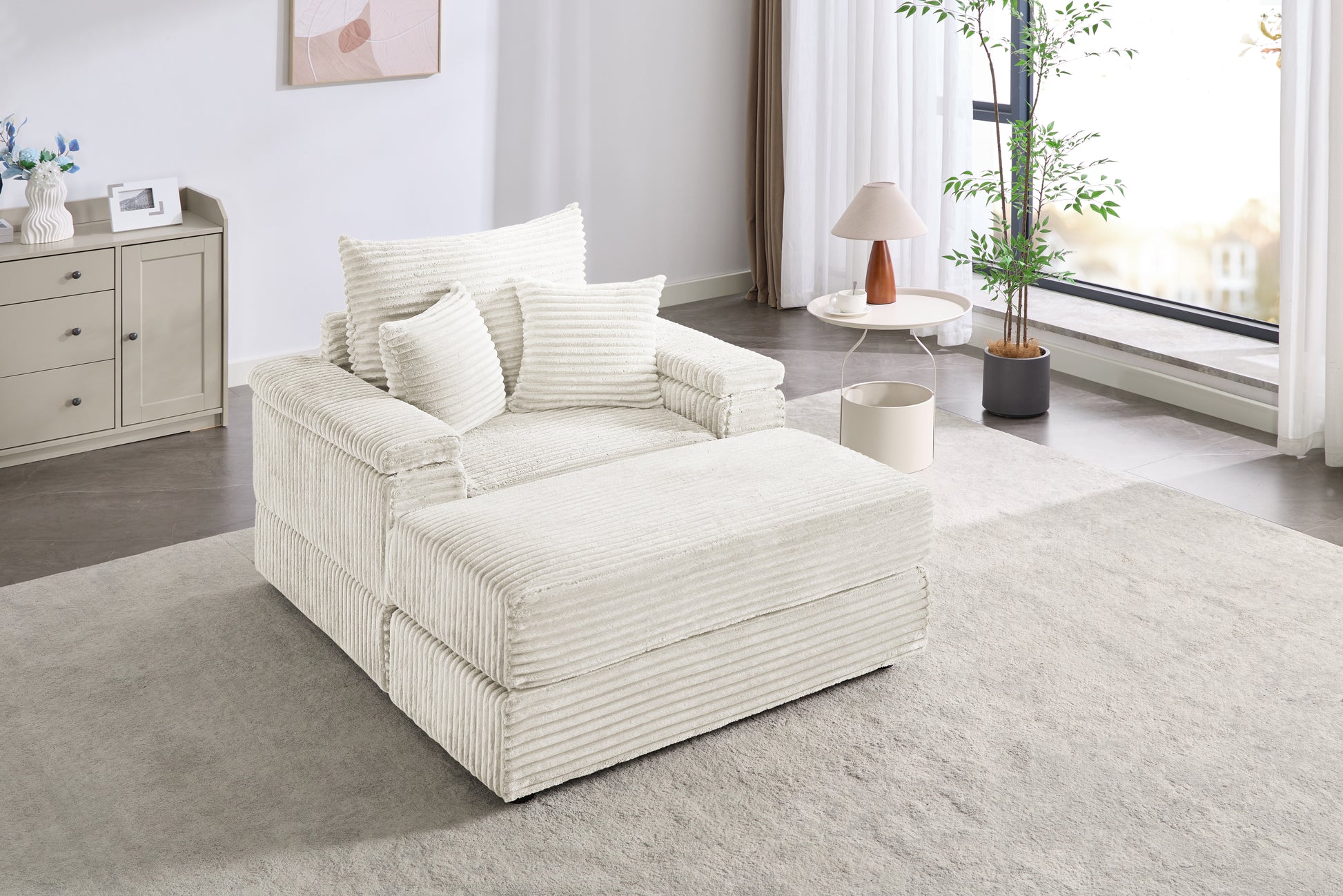 Seat Beige Beige Foam Corduroy 1 Seat