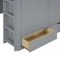 Full Size Wooden Loft Bed With Wardrobe, Desk, Drawers, Shelves, Gray Full Gray Plywood