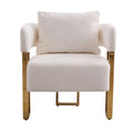Ts Teddy Velvet Upholstered Metal Foot Sofa White Gold Teddy 1 Seat