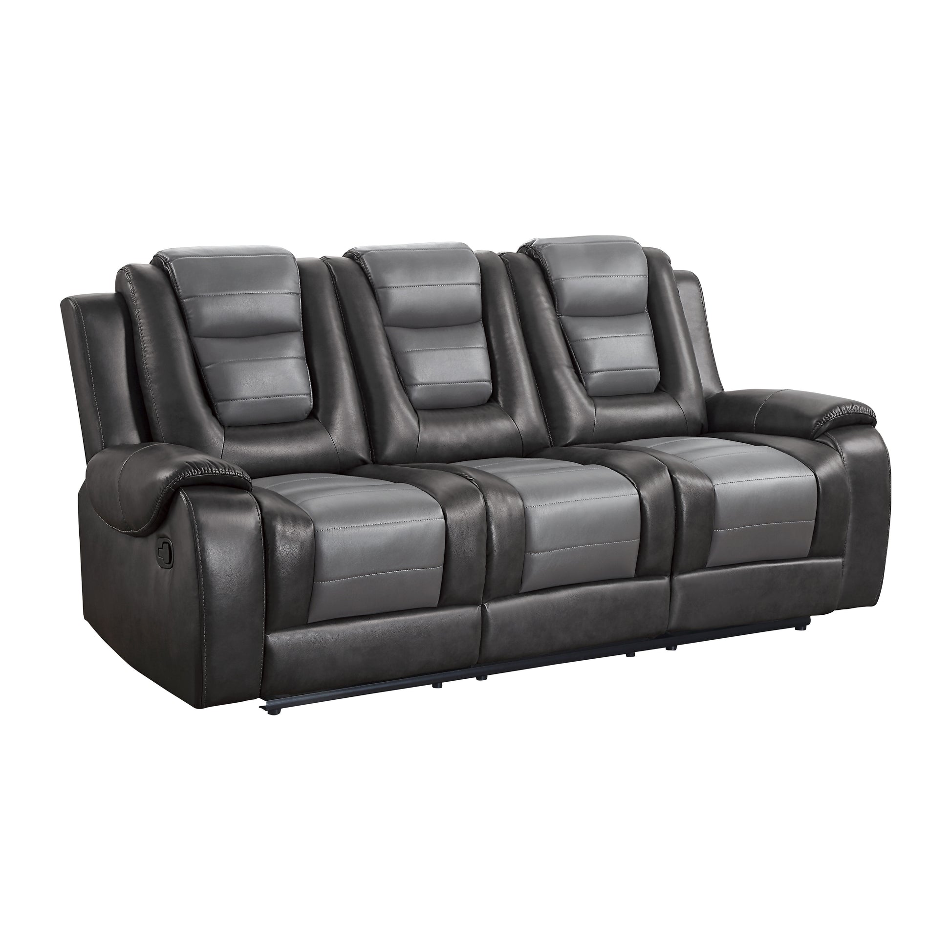 Modern Luxury Living Room Sofa Set 3Pc Reclining Sofa Loveseat Glider Reclining Chair Formal Furniture Premium Faux Leather Upholstery Comfortable Two Tone Gray Finish Dark Gray,Light Gray Faux Leather Wood Primary Living Space Luxury,Modern
