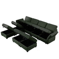 Adjustable Arms And Backs Sectional Sofa, Modern Sectional Couch U Shaped Sofa Couch With Storage Ottoman, Sofa With Convertible Chaise Green Green Polyester 4 Seat