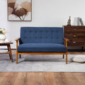Coolmore Mid Century Modern Solid Loveseat Sofa Upholstered Linen Loveseat, 2 Seat Upholstered Loveseat Sofa Modern Couch Navy Linen 2 Seat