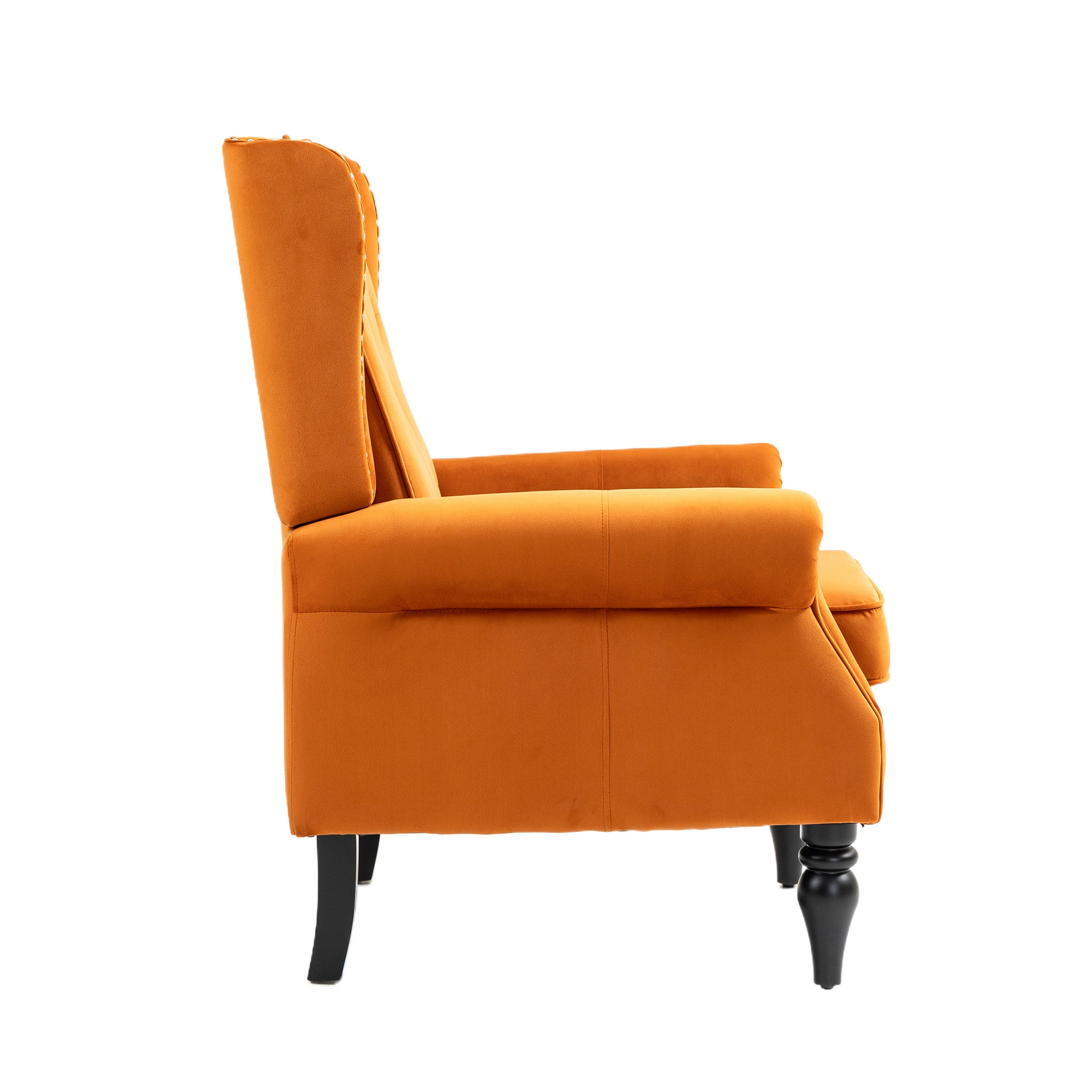 Coolmore Wood Frame Armchair, Modern Accent Chair Lounge Chair With Sturdy Wood Legs For Living Room Bedroom Orange Orange Foam Velvet