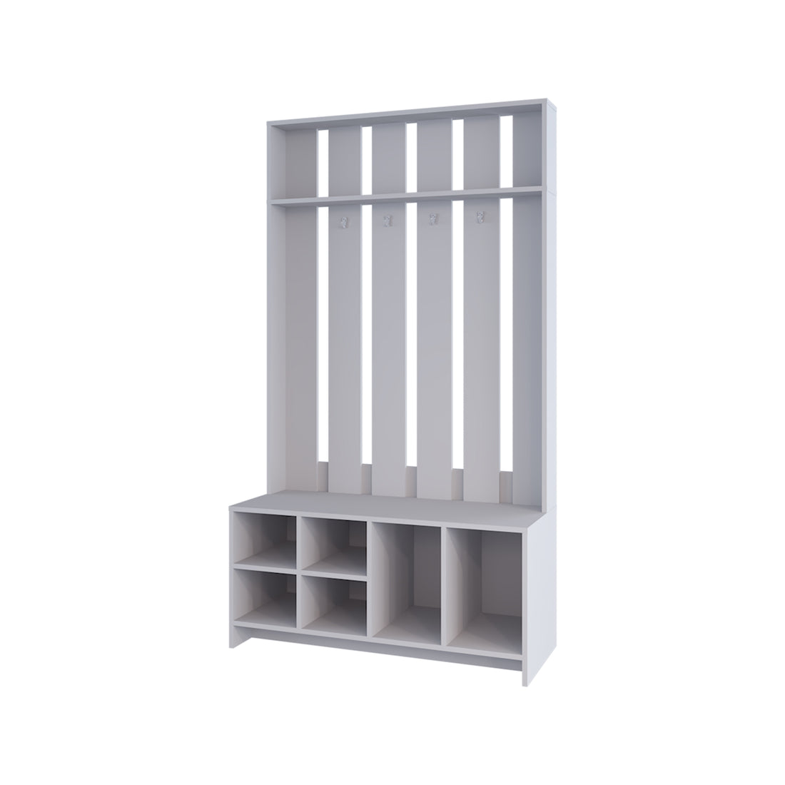 Van Hall Tree In Melamine, Open Storage Y Coat Space, Smoke Smoke Primary Living Space Minimalist,Modern Particle Board Melamine
