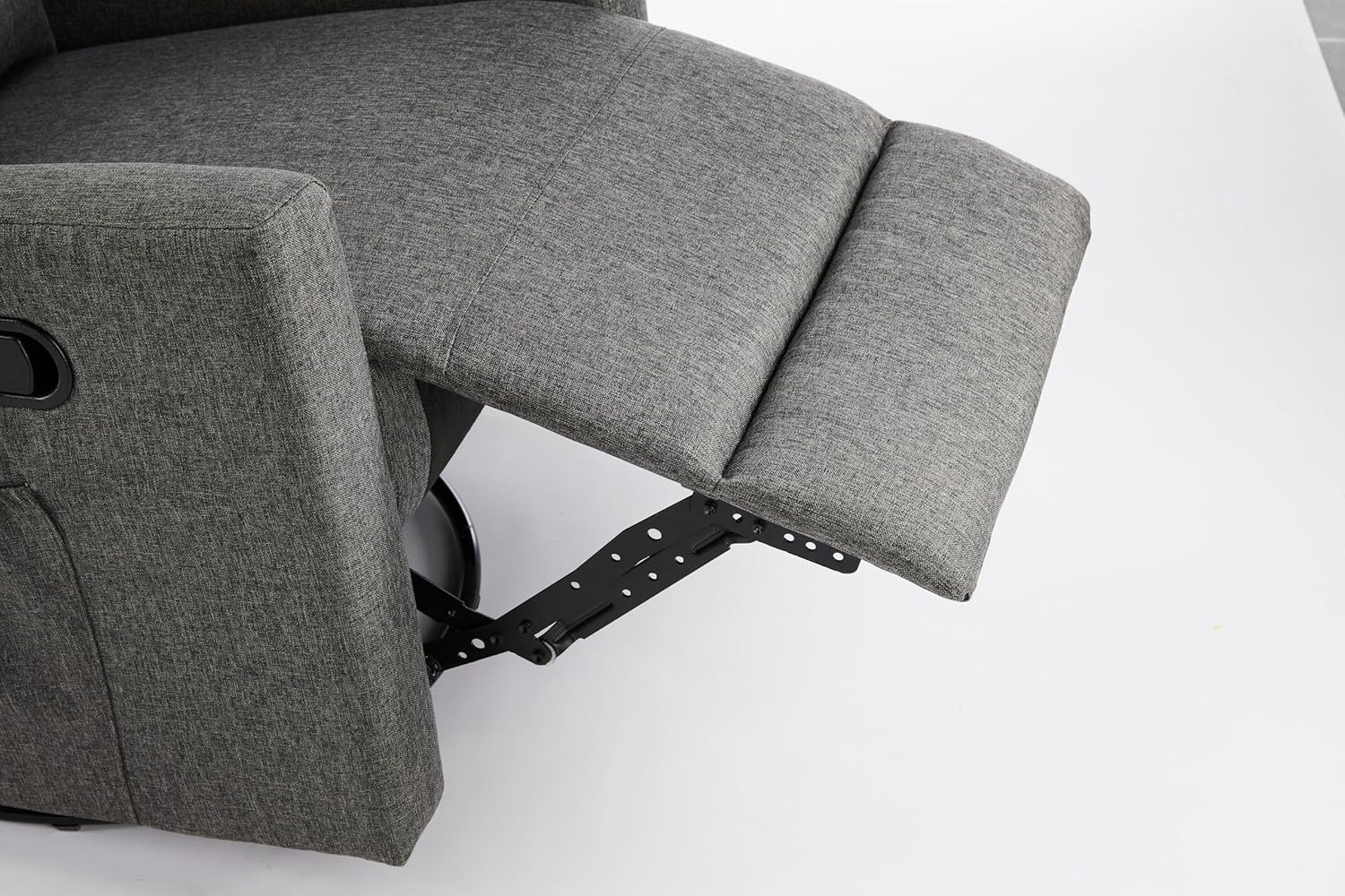 Rocking Recliner Chair With Large Footrest, Stain Resistant Faux Leather Recliner Rocker, Single Sofa Recliner For Living Room, Office, High Back, Upholstered Deep Seat, Grey Grey Metal