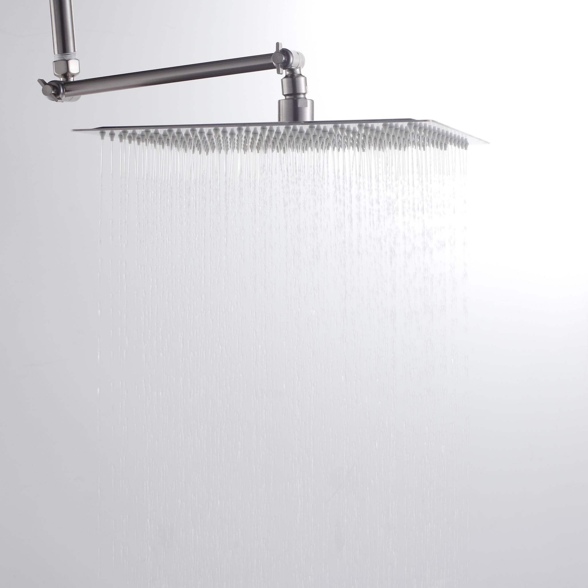 Rain Shower Head With Shower Arm 12 Inch Square, Brushed Nickel Brushed Nickel Stainless Steel