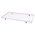 Full Size Metal Platform Bed With Twin Size Trundle,House Shaped Headboard Design, Pink Full Pink Metal