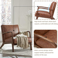 Living Room Accent Arms Bedroom,Office,Apartment, Reading Chair, Single, Faux Leather Brown Brown Wood