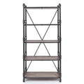 Rustic Oak And Black Bookshelf With 5 Shelves 5 Rustic Vertical Open Back Metal Contemporary Wood Metal