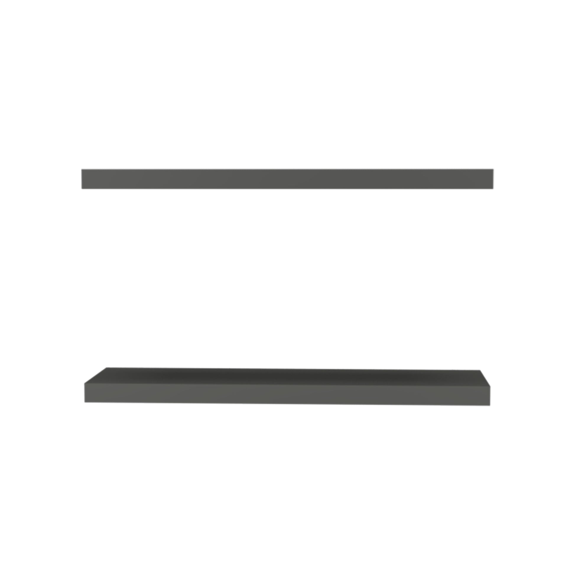Floating Shelves 1.50" H, 2 Shelves, Matt Gray Grey Solid Wood Mdf Engineered Wood
