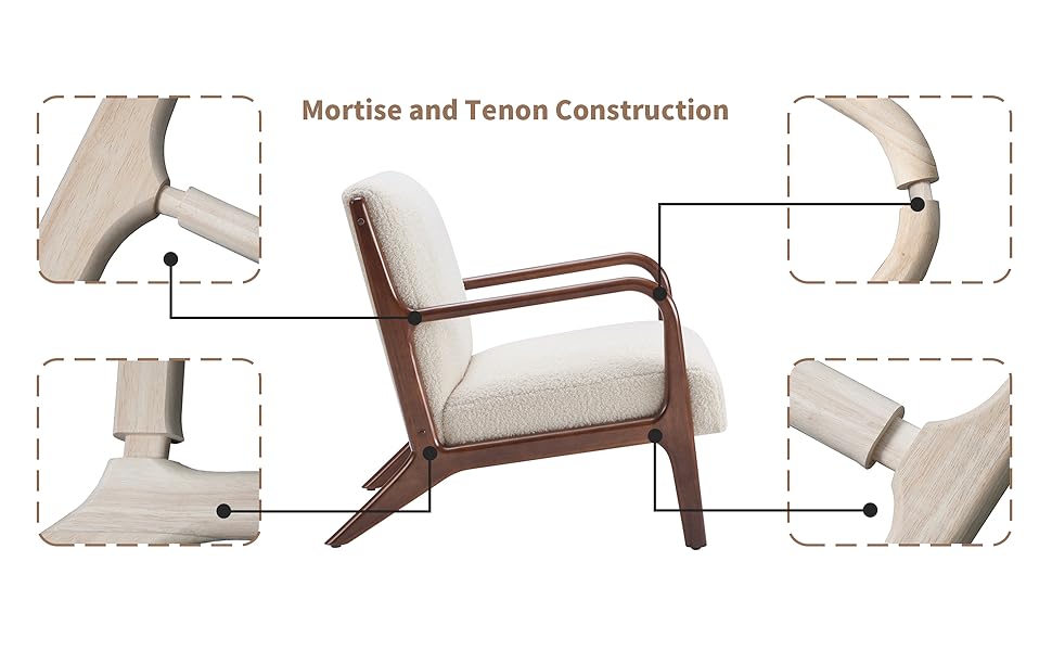 Living Room Accent Arms Bedroom,Office,Apartment, Reading Chair, Single, Linen Fabric White 2 White Wood