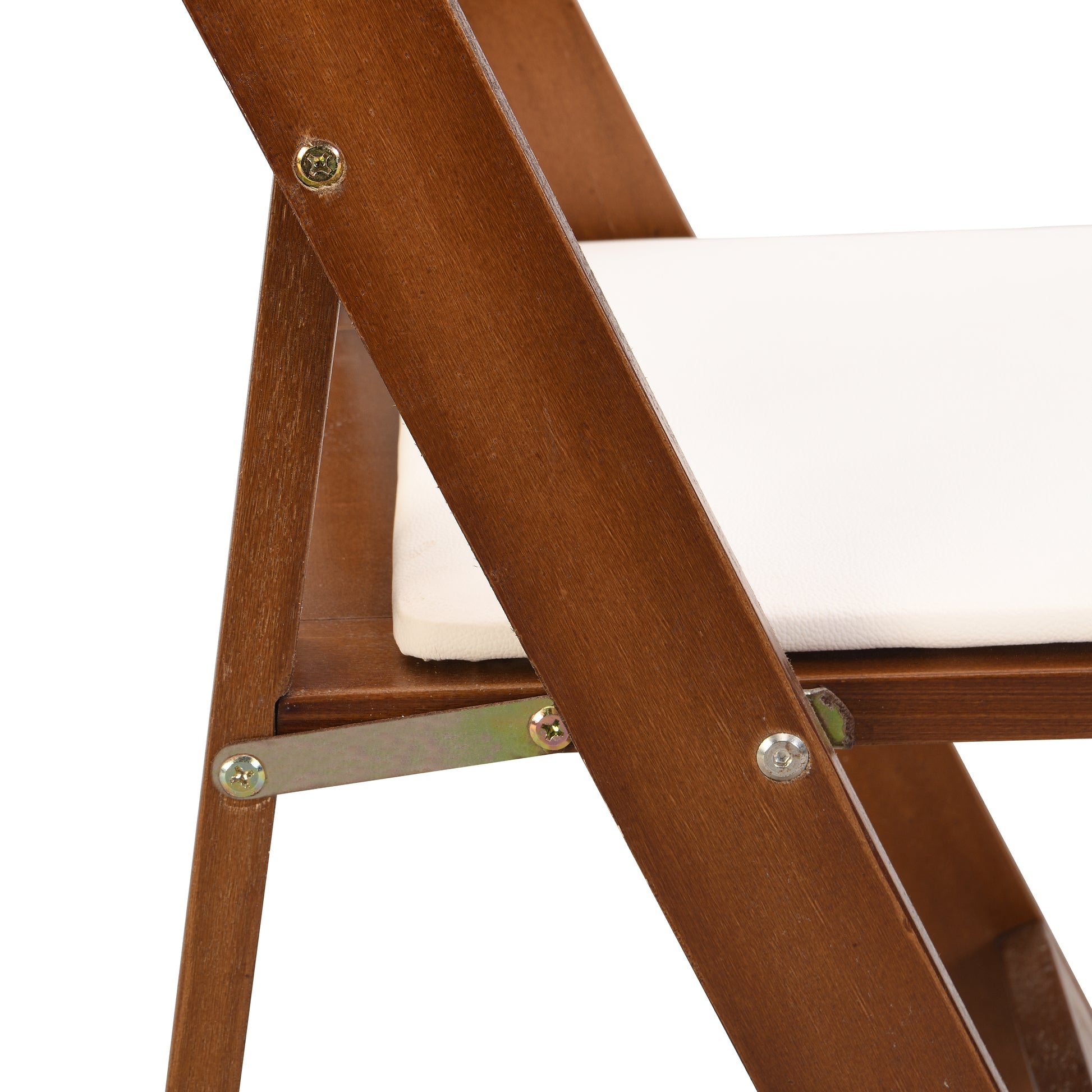 Upholstered Folding Chair, Space Saving, Easy To Carry, 4Pcs, Walnut Shelf Beige Cushion,Dining Room Natural Walnut Solid Wood