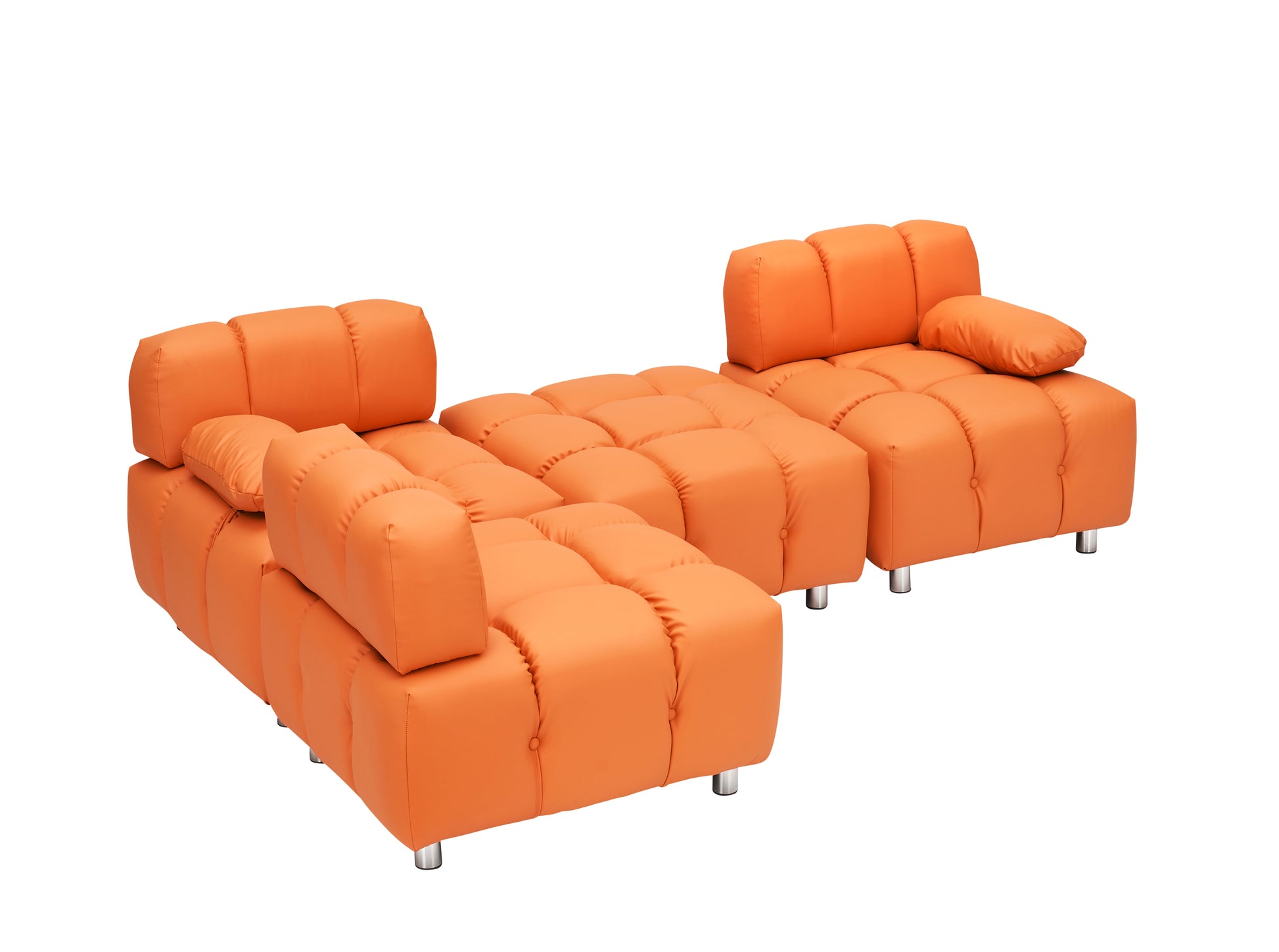 A 90.60 Inch Technology Cloth Orange Sofa, Waterproof, Stain And Cat Scratch Resistant, Can Comfortably Sit In The Apartment Bedroom Without Taking Up Space. Orange Polyester Blend 4 Seat