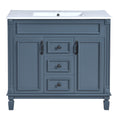 36'' Bathroom Vanity With Top Sink, Modern Bathroom Storage Cabinet With 2 Soft Closing Doors And 2 Drawers, Single Sink Bathroom Vanity Blue Bathroom Modern Solid Wood Mdf Ceramic,Solid Wood Mdf
