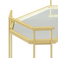 Modern Glam Mirror Top Accent Table Pale Gold Gold Glass Steel