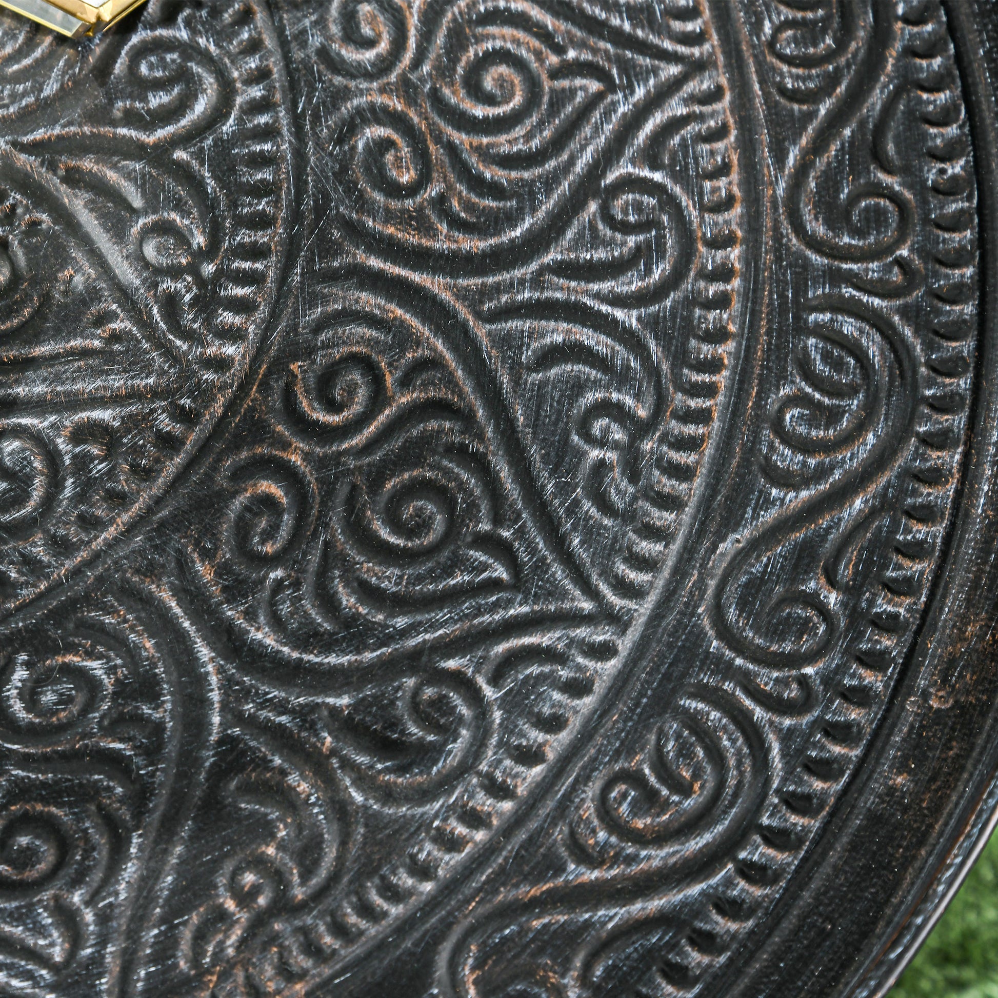 Homcom 24" Round Coffee Table With Hammered Tray Top, Vintage Metal Center Table For Living Room, Bedroom, Side Table, Pewter Pewter Metal