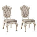 Rose Gold And Pearl White Tufted Back Side Chairs Set Of 2 Gold White Dining Room Luxury Poplar Set Of 2 Wood Fabric