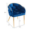 Luxury Handmade Accent Chair With Gold Legs, Modern Velvet Armchair For Living Room And Bedroom Blue Foam Velvet